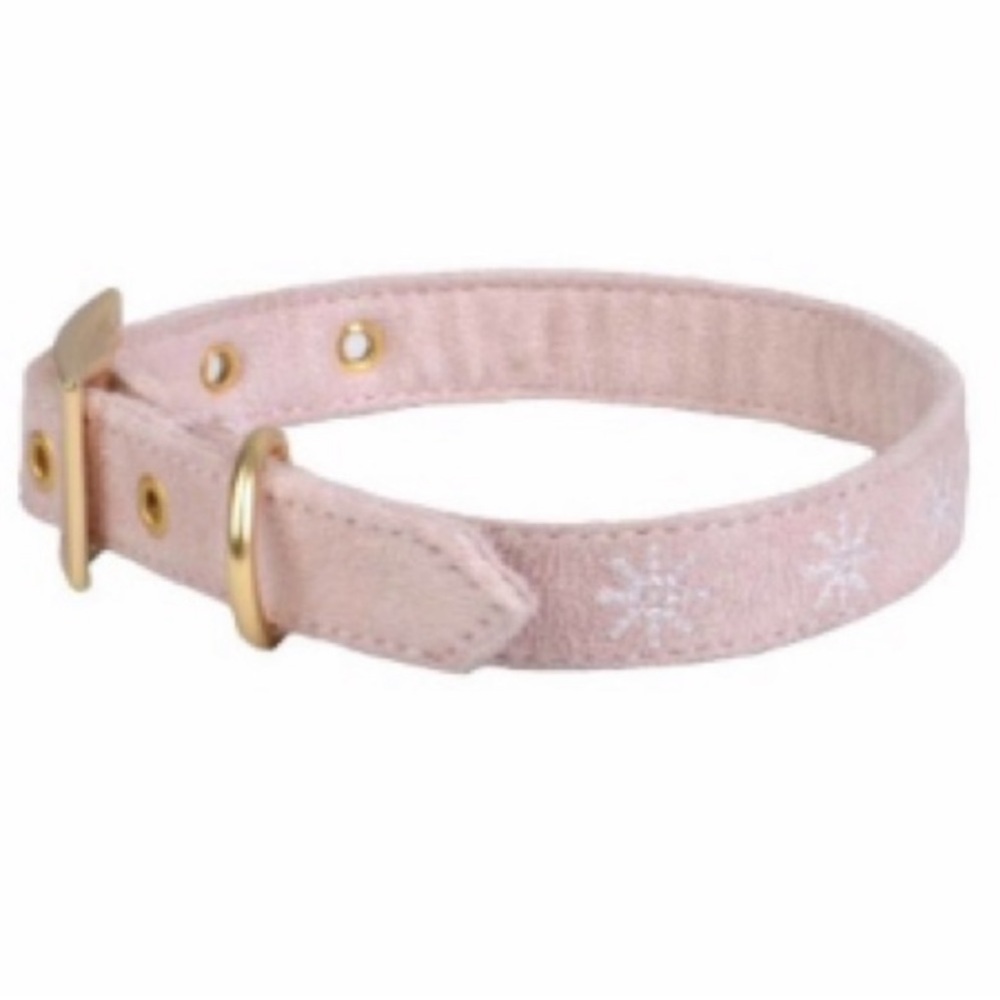 NWOT Holiday Pink & Gold Snowflake Velvet Dog Collar